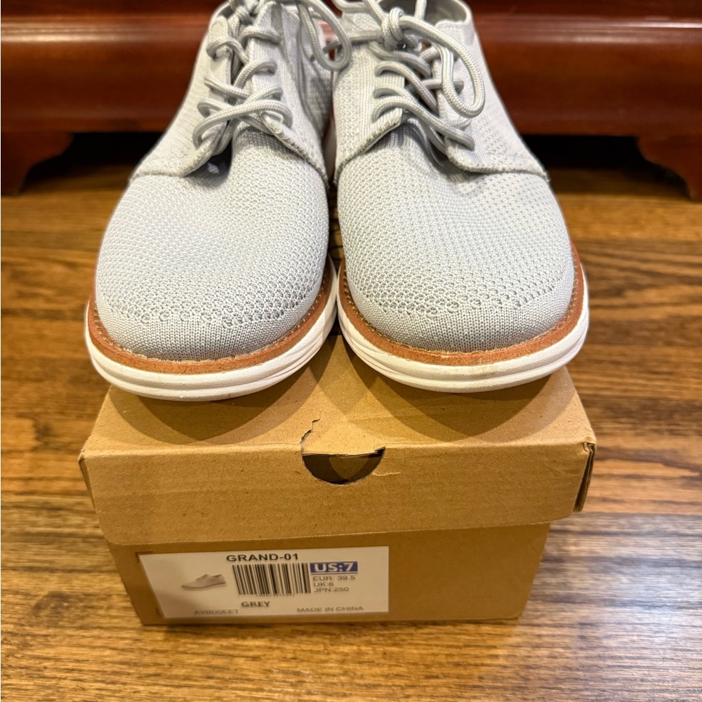 Men's Grey Knit Derby Shoes - Brand: